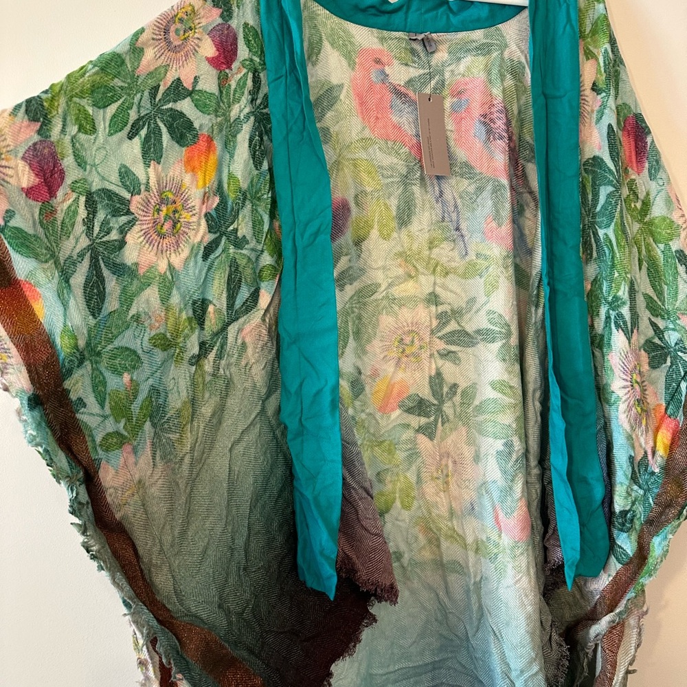 Rare Anthropologie Blank London Floral colorful tropical Wrap New without tags - Picture 7 of 15